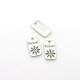 15PCS Rectangular Flowers Charms,Antique Silver Tone-RS174