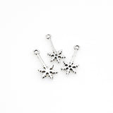 30PCS Snowflake Charms,Long Snowflake Pendants Antique Silver Tone-RS211