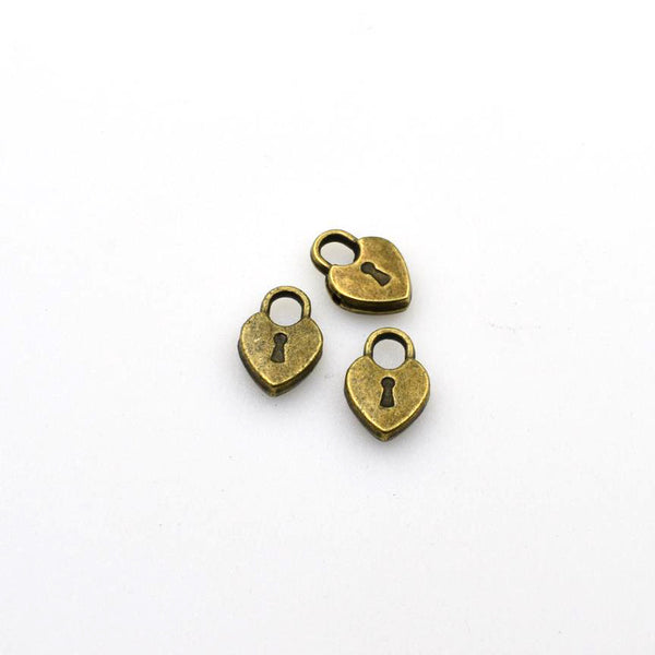 20PCS Heart Lock Charms,Antique Bronze Tone-RS547