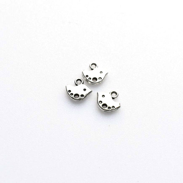 50PCS Small Birds Charms,Antique Silver Tone Double Sided-RS495