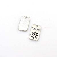 15PCS Rectangular Flowers Charms,Antique Silver Tone-RS174