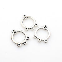 30PCS Round Connector Charms,Antique Silver Tone Double Sided-RS1160