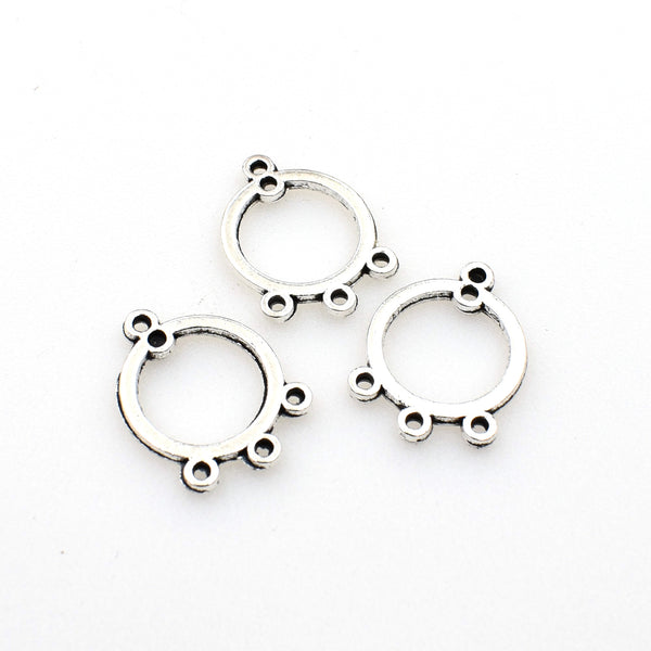 30PCS Round Connector Charms,Antique Silver Tone Double Sided-RS1160