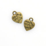 50PCS Little Love Heart Charms,Made With Love Double Sided,3 Colors Available-RS015