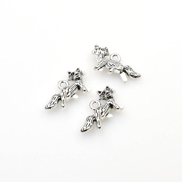 15PCS Fox Charms,Antique Silver Tone 3D-RS585