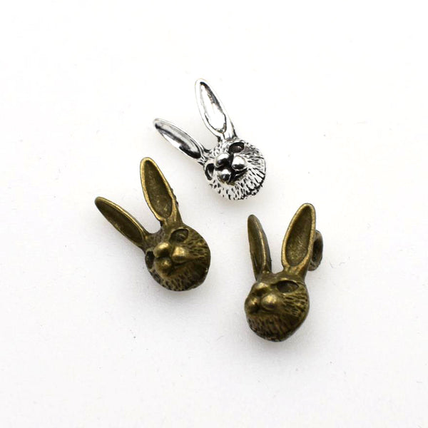 15PCS Rabbit Head Charms,2 Colors Available 3D-RS647