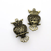 1PCS Big Hollow Owl Charms,Antique Bronze Tone-RS868