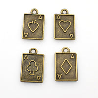 25PCS Poker Ace Charms,Antique Bronze Tone,Double Sided,4 Styles Available-RS1156