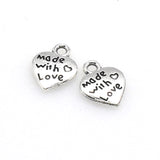 50PCS Little Love Heart Charms,Made With Love Double Sided,3 Colors Available-RS015