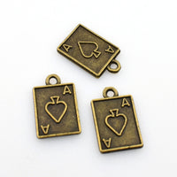 25PCS Poker Ace Charms,Antique Bronze Tone,Double Sided,4 Styles Available-RS1156