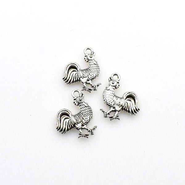 20PCS Rooster Charms,Antique Silver Tone Double Sided-RS901