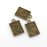 25PCS Poker Ace Charms,Antique Bronze Tone,Double Sided,4 Styles Available-RS1156