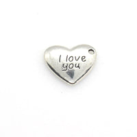 15PCS Heart Charms,I Love You Letter Antique Silver Tone-RS424