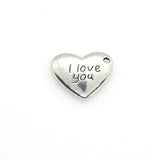 15PCS Heart Charms,I Love You Letter Antique Silver Tone-RS424