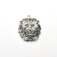 2PCS Lion Head Charms,Antique Silver Tone 3D-RS234