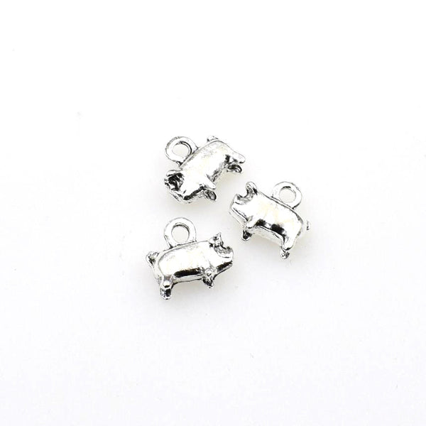 20PCS Cute Pig Charms,Antique Silver Tone 3D-RS345