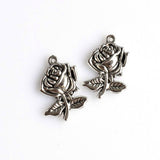 15PCS Detailed Rose Flower Charms,3 Colors Available-RS1217