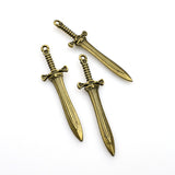 Bulk Sale! 30PCS Knight Sword Charms Antique Bronze Tone-RS915