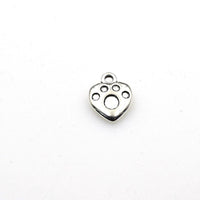 20PCS Heart Dog Foot Charms,Antique Silver Tone Double Sided-RS972