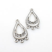 25PCS Drop Shape Connector Charms,Antique Silver Tone Double Sided-RS850