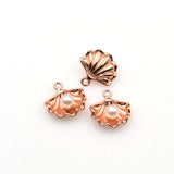 10PCS Shell Charms With Pearls 5 Colors Available-RS895