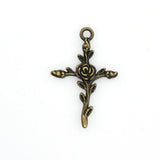 10PCS Rose Cross Charms,2 Colors Available-RS061