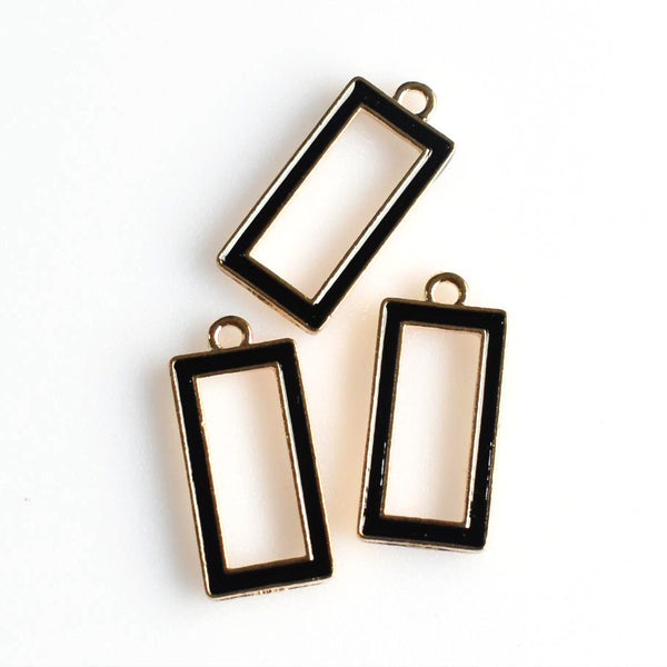 8PCS Black Enamel Rectangle Pendants-TS254