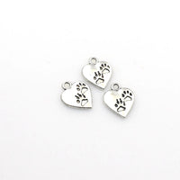 30PCS Heart Bear Foot Charms,Antique Silver Tone-RS565