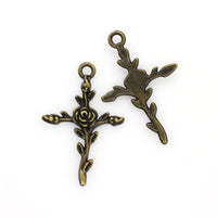 10PCS Rose Cross Charms,2 Colors Available-RS061