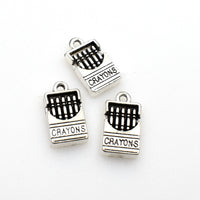 15PCS Crayon Charms,Antique Silver Tone-RS642