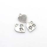 30PCS Heart Bear Foot Charms,Antique Silver Tone-RS565