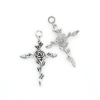 10PCS Rose Cross Charms,2 Colors Available-RS061