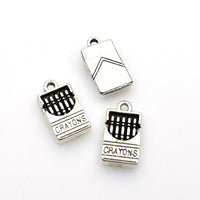 15PCS Crayon Charms,Antique Silver Tone-RS642