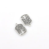 20PCS Rectangle Tree Charms,Antique Silver Tone Double Sided-RS874