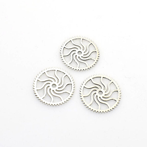 15PCS Gear Charms,Antique Silver Tone Double Sided-RS876