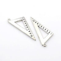 6PCS Triangle Ruler Charms,Antique Silver Tone 2 Sided-RS1100