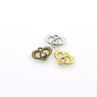 10PCS Heart Charms With Transparent Diamond-RS984