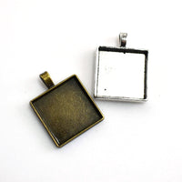 5PCS 25mm Square Cabochon Base Settings 2 Colors Available-B2159