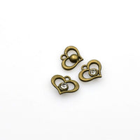 10PCS Heart Charms With Transparent Diamond-RS984