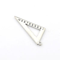 6PCS Triangle Ruler Charms,Antique Silver Tone 2 Sided-RS1100