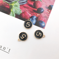 10PCS Number Charms 0-9,Black Enamel Charms Double Sided-RS1225