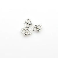 10PCS Heart Charms With Transparent Diamond-RS984