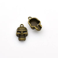 12PCS Skull Head Charms,Antique Bronze Tone 3D-RS1124