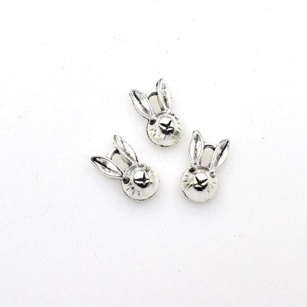 20PCS Rabbit Head Charms,Antique Silver Tone 3D-RS795