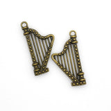 6PCS Harp Charms,Music Pendants,2 Colors Available-RS506