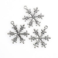 10PCS Snowflake Charms,Antique Silver Tone Double Sided-RS203