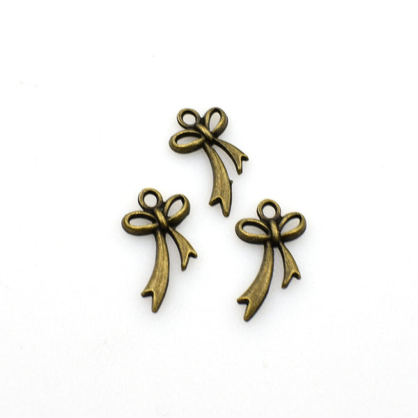 30PCS Bow-knot Charms,Antique Bronze Tone-RS950