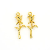 4PCS Gold-plated Rose Flower Charms,Detailed 3D Flower Pendants-RS1140