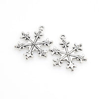 10PCS Snowflake Charms,Antique Silver Tone Double Sided-RS203