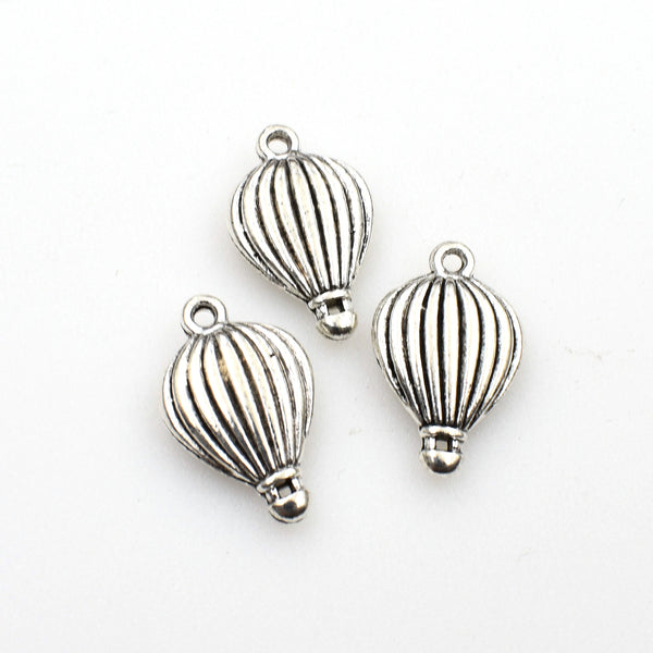 15PCS Hot Air Balloon Charms,Antique Silver Tone Double Sided-RS420